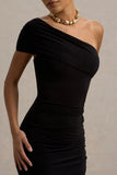 Alethea Black Asymmetric Bardot Maxi Dress