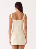 Posy Satin Top Ivory