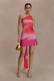 Claudette Slinky Mini Dress With Hardware Pink Sunset Print