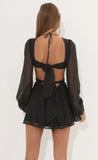 Long Sleeve Flare Dress in Black