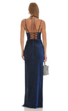 Knit Corset Maxi Dress in Blue