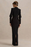 Kaylee Black Cowl Neck Maxi Dress With Draping Details