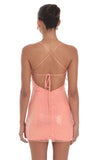 Sequin Ruffle Mini Dress in Coral