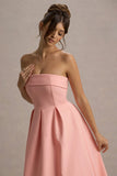 Annalise Pink Bandeau Skater Midi Dress