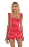 Ruffle Bodycon Dress in Red