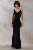 Iridessa Black Plunge Neck Maxi Dress