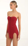 Crepe Corset Hook and Eye Dress in Red