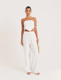 White Cotton Bandeau Crop Scarf Top