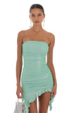 Shimmer Strapless Dress in Green
