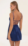 Floral Jacquard Corset Dress in Navy