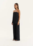 Black Plisse Bandeau Top