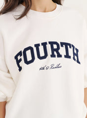 White Fourth Embroidered Branded Sweatshirt
