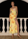 Morning Light Beaded Maxi Dress Yellow Floral Beaded