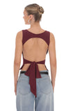 Scoop Neck Open Back Top in Burgundy