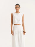 White Cotton Drop Waist Maxi Skirt