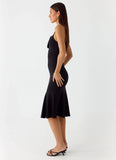 Tranquility Asymmetric Midi Dress Black