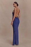Nerea Slip Halter Maxi Dress Purple Ink