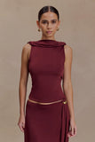 Bridget Slinky Cowl Back Top Burgundy