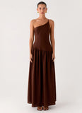Thinking About You Linen Maxi Dress Brown