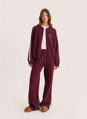 Burgundy Side Striped 4th Branded Joggers