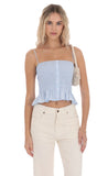 Smocked Striped Button Top in Blue