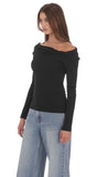 Twist Off Shoulder Jumper in Black