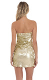 Strapless Circle Sequin Dress in Gold