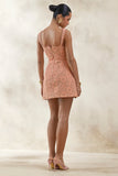 Orelisse Coral Lace Square Neck Mini Dress