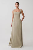 Salma Drop Waist Cotton Maxi Dress Sage