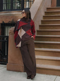 Multi Diamond Knitted Jumper With Scarf