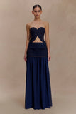 Tully Strapless Topstitch Denim Top Indigo Blue