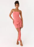 Jiliana Strapless Mini Dress Coral