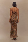 Breanna Strapless Chiffon Maxi Dress Leopard Print