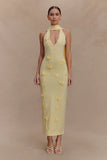 Wynn Floral Knit Midi Dress Lemon