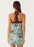 Switch Up Halter Mini Dress Aqua Blur