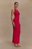 Ayella Cowl Knit Maxi Dress Raspberry