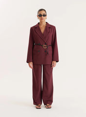Burgundy Tailored Oversized Blazer