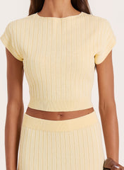 Yellow Knitted High Neck Sleeveless Top