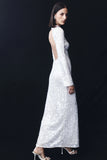 Sofia Long Sleeve Sequin Maxi Dress White