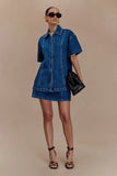 Maya Oversized Denim Shirt Dark Blue
