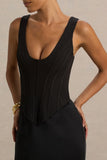 Morgan Black Satin Corset Maxi Dress