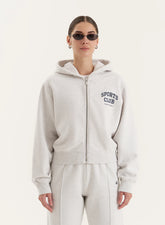 Grey Sports Club Slogan Zip Hoodie