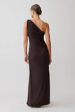 Ryn Twisted One Shoulder Maxi Dress Dark Chocolate