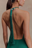 Meg Halter Tassel Maxi Dress Emerald