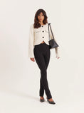 Cream Wool Contrast Pocket Cropped Jacket