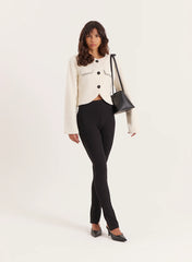 Cream Wool Contrast Pocket Cropped Jacket
