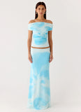 Moka Off Shoulder Top Blooming Blue
