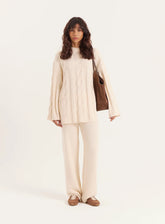 Ecru Fine Knit Trouser