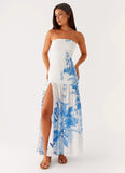 Rebecca Maxi Dress Blue Floral Print