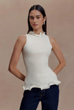 Diya Ribbed Sleeveless Top With Wire Hem Ivory